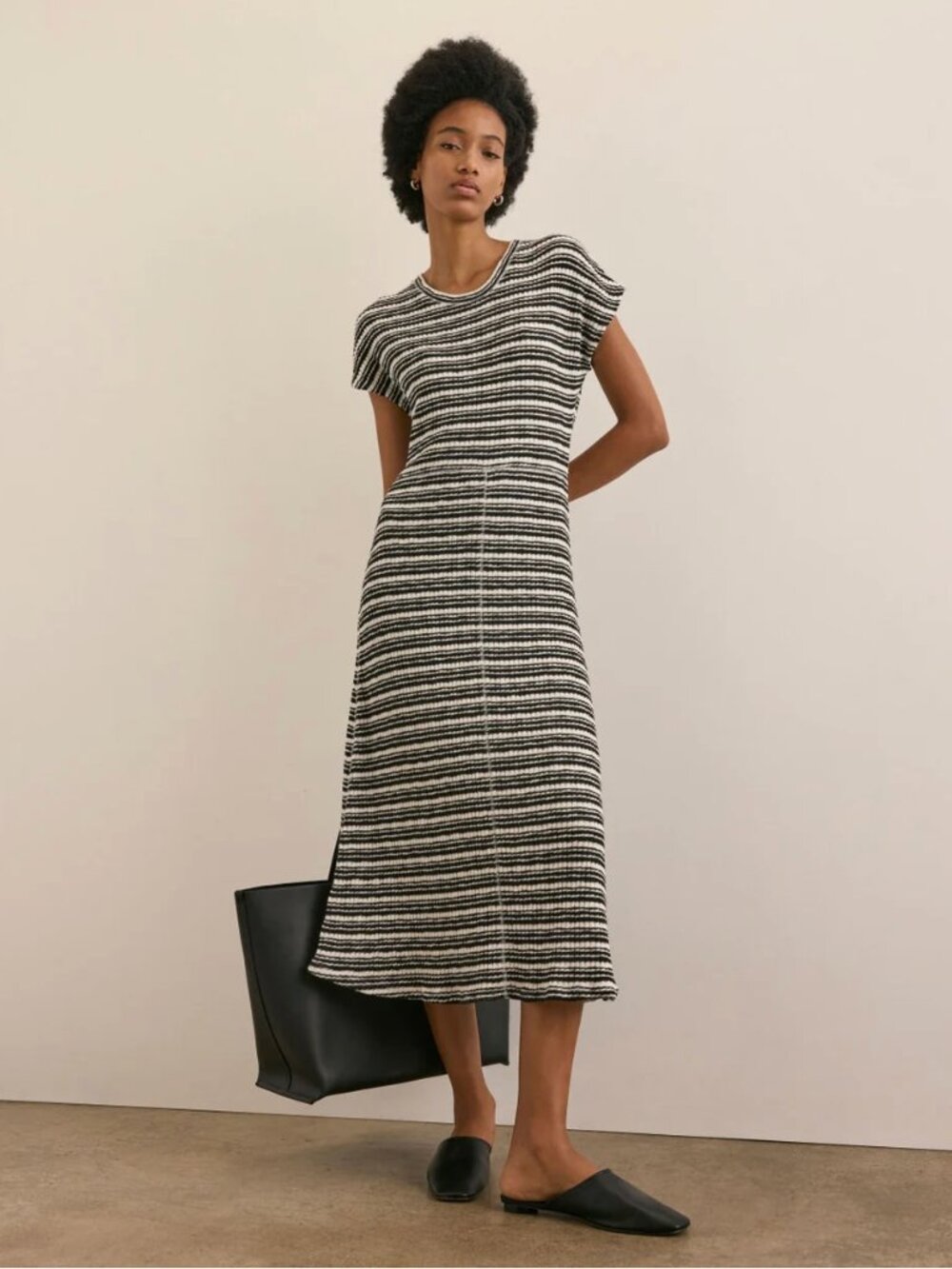 Everlane The Rib-Knit Cap-Sleeve Midi Dress | Size XS